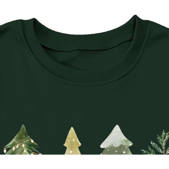 Christmas Sweater Women Cotton Blend Long Sleeve Xmas Tree Graphic - Picture 6 of 6
